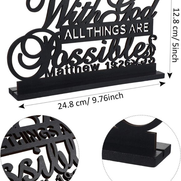 Inspirational Table‎ Art with God All Things are Possible Positive Sign Home - Picture 7 of 8